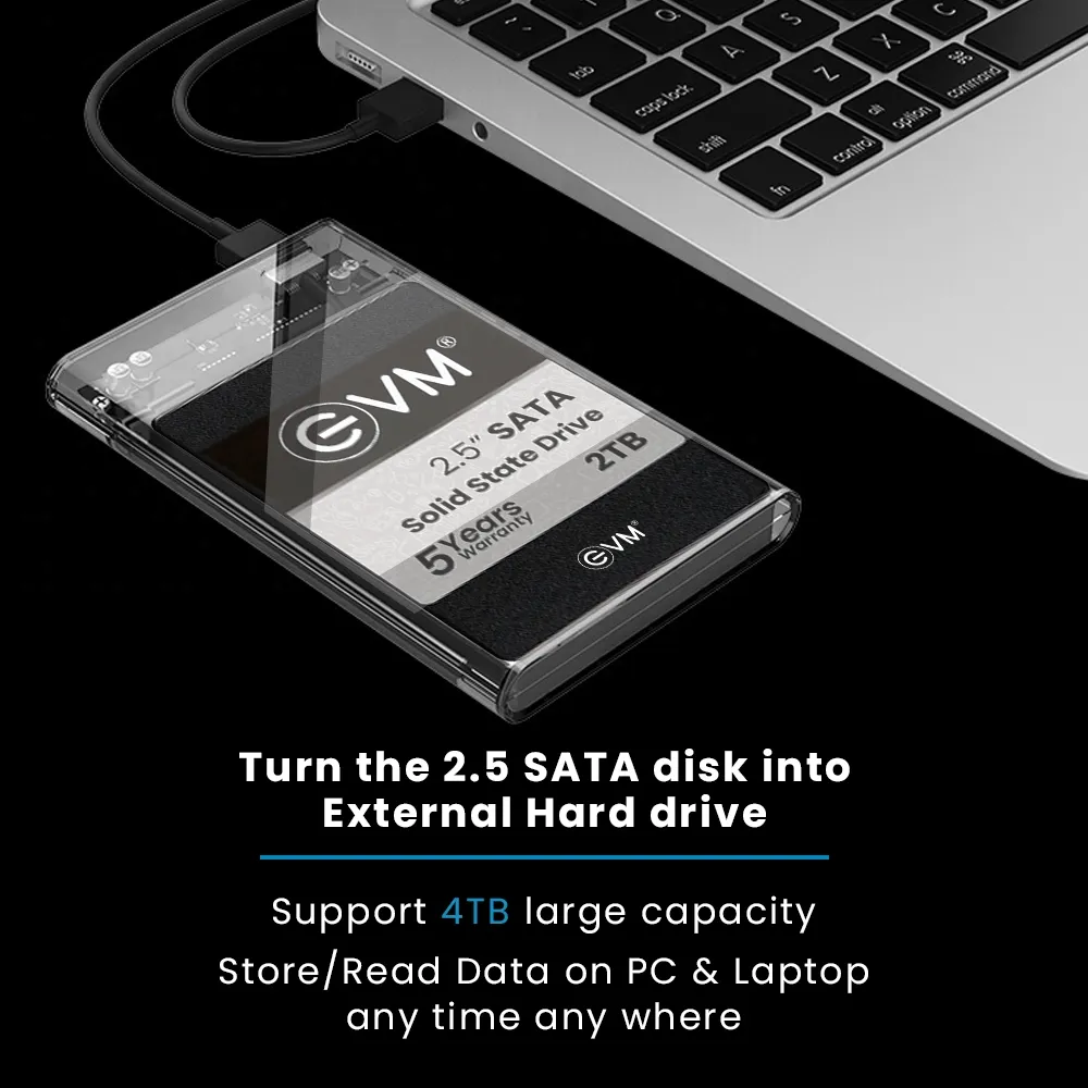EVM SSD Casing 2.5 Inch Sata USB 3.0 Transparent (ESC-TP01) view 7
